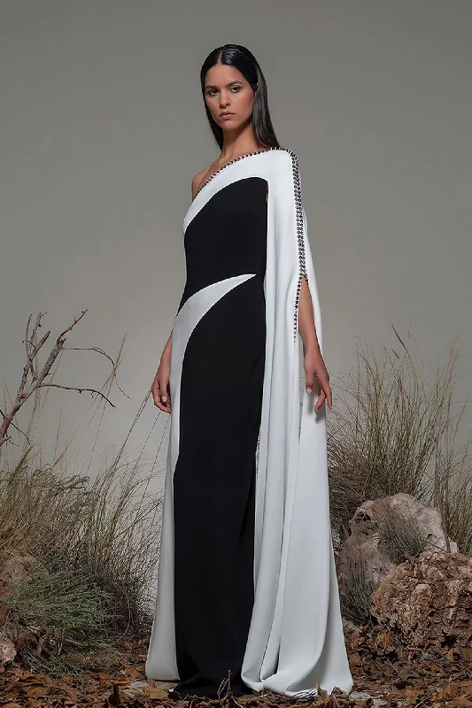 One shoulder cape sleeve column dress Tunics Modern contemporary