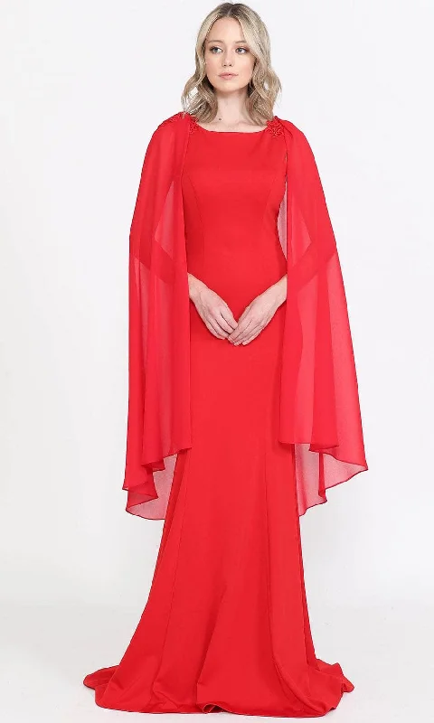 Poly USA 8566 - Jewel Neckline with Sheer Cape Long Gown Tunics Gym athletic