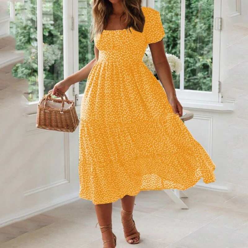 Vestidos Vintage Vintage Print Puff Sleeve summer Beach sweet dresses Casual Square collar floral maxi long dress 2022 festa Tunics Evening elegant Vestidos Vintage Vintage Print Puff Sleeve summer Beach sweet dresses Casual Square collar floral maxi long dress 2022 festa Tunics Evening elegant