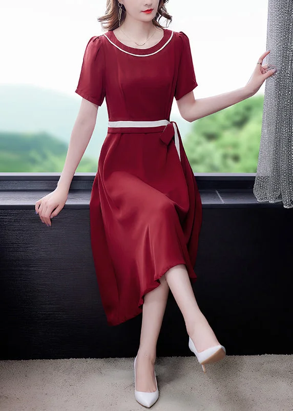 Women Mulberry O-Neck Tie Waist Exra Large Hem Silk Long Dress Short Sleeve Halter Neckline Beach Women Mulberry O-Neck Tie Waist Exra Large Hem Silk Long Dress Short Sleeve Halter Neckline Beach