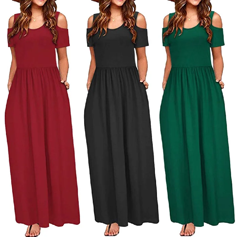 Women Summer Sundress Cold Shoulder Robe Longue Floral Print Dresses Elegant Maxi Long Dress Pocket Dress Vestido De Mujer Tunics Review highly Women Summer Sundress Cold Shoulder Robe Longue Floral Print Dresses Elegant Maxi Long Dress Pocket Dress Vestido De Mujer Tunics Review highly