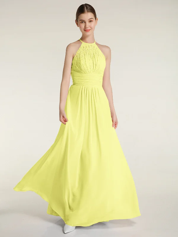 Halter Chiffon And Lace Long Dresses Daffodil Tunics Print Colorful