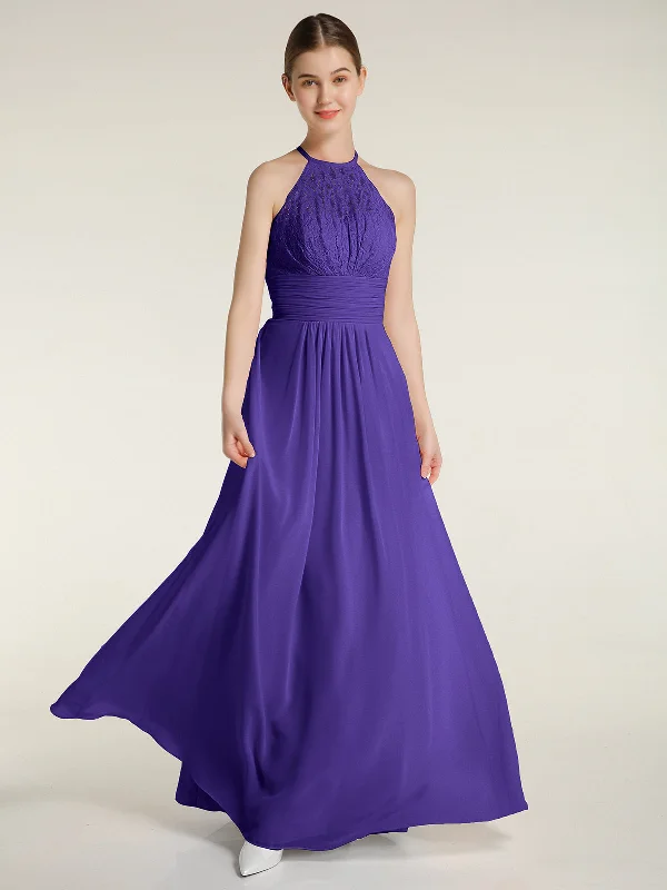 Halter Chiffon And Lace Long Dresses Regency Tunics Luxurious premium