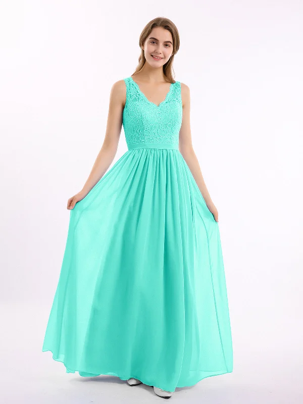 Lace Top and Chiffon Bottom Long Dresses Spa Tunics Chic elegant