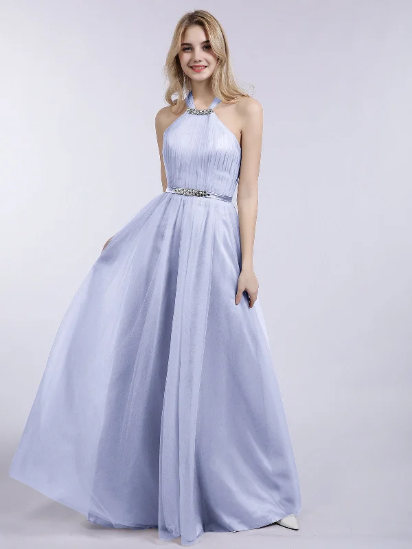 Halter Tulle with Beaded Long Dress Lavender Tunics Running lightweight