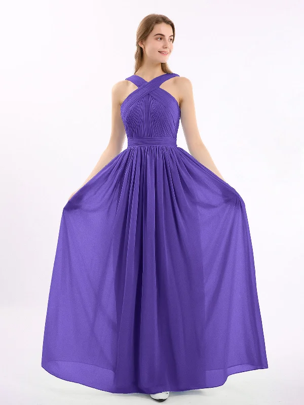 Cross Front Chiffon Long Dress with Bow Regency Tunics Timeless classic
