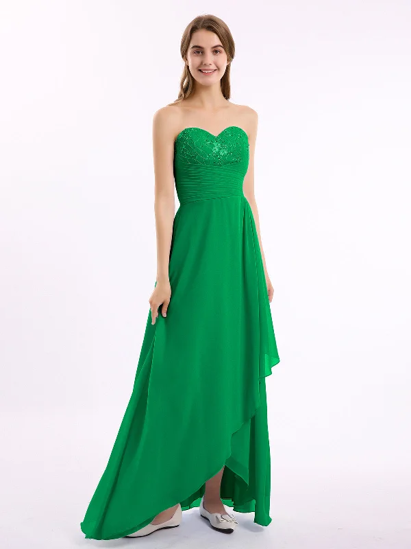 Strapless Sweetheart neck Long Dress with Beaded Emerald Tunics Luxurious high-end
