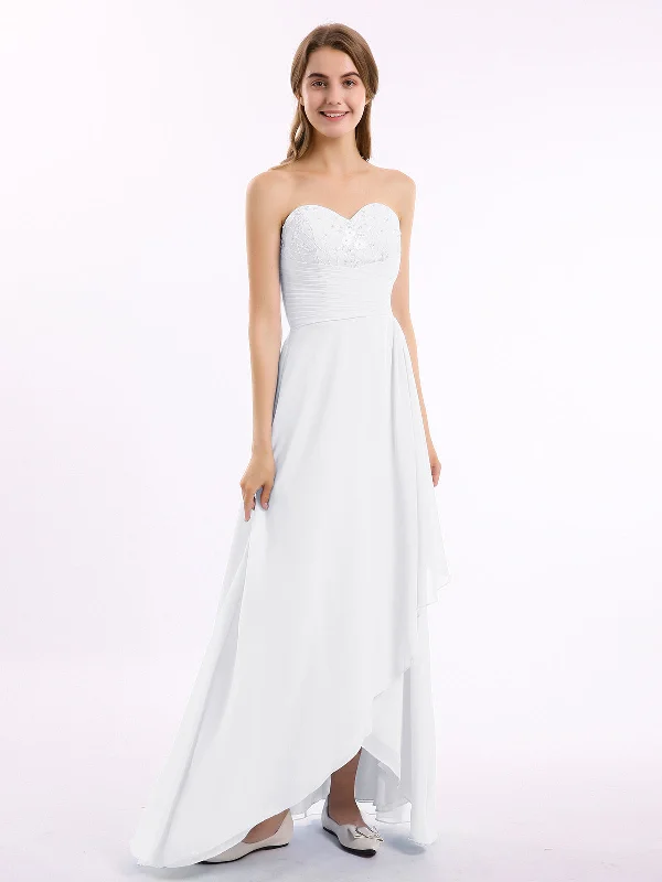 Strapless Sweetheart neck Long Dress with Beaded White Tunics Essential wardrobe