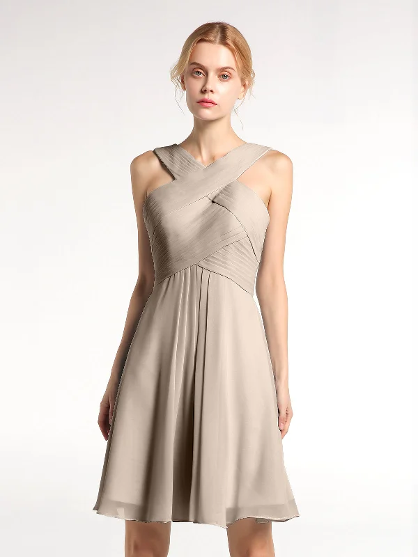 Cross Front Empire Waist Short Bridesmaid Dress Taupe Tunics Favorite customer