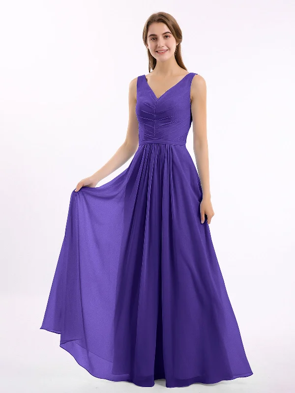 V-neck Chiffon Long Dress of Bridesmaids Regency Tunics Essential wardrobe
