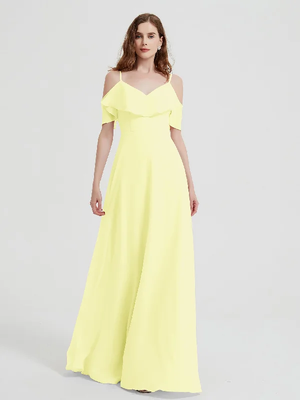 Spaghetti Straps V-neck Chiffon Long Dresses-Daffodil Tunics Plaid country