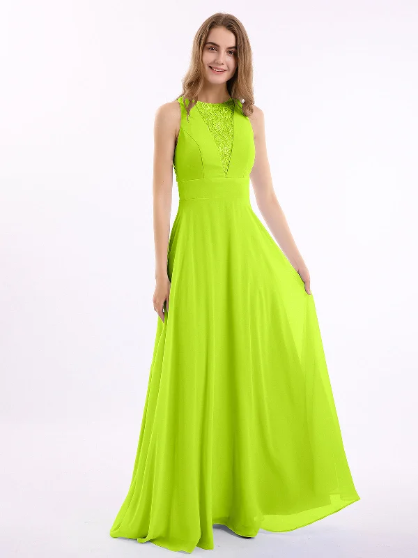 Lace Deep V-neck and Back Chiffon Long Dresses-Lime Green Tunics Running lightweight
