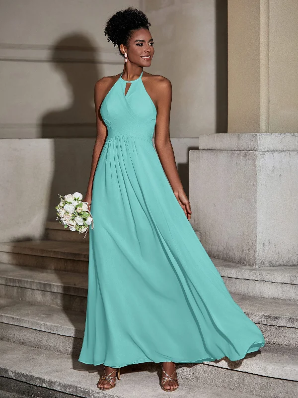 Halter Chiffon Long Dresses for Bridesmaids-Spa Tunics Brand named