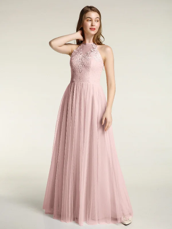 Lace Bodice and Tulle Skirt Long Dresses-Dusty Rose Tunics Spring floral