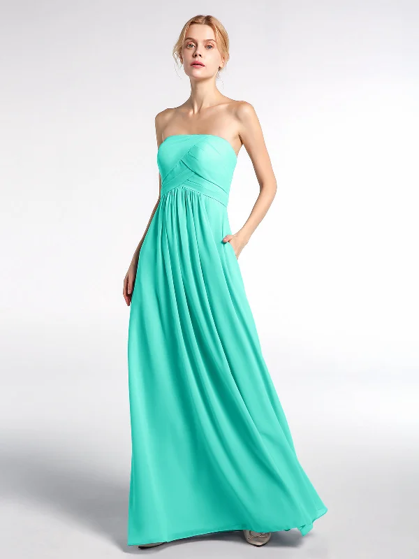 Strapless Chiffon Empire Waist Dress with Pockets-Spa Tunics Vintage classic
