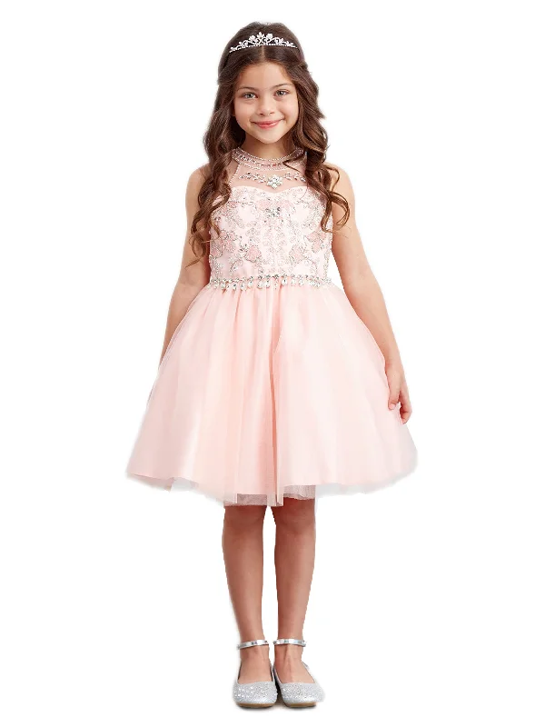 Big Girls Blush Tear Drop Rhinestone Waist Choker Short Pageant Dress 8-12 Off-the-shoulder Chic Trendy