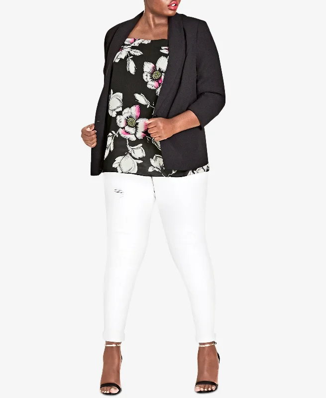 City Chic Trendy Plus Size Shawl Collar Blazer Women's Boutique Suit