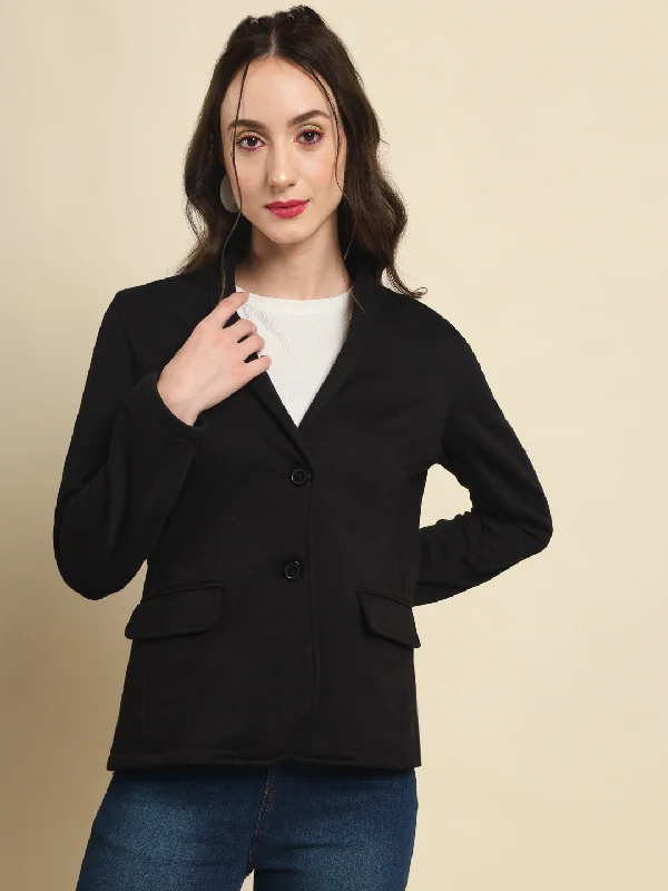 TANDUL  Women Solid Single Breasted Casual Blazer  (Black) Women's Casual Suit