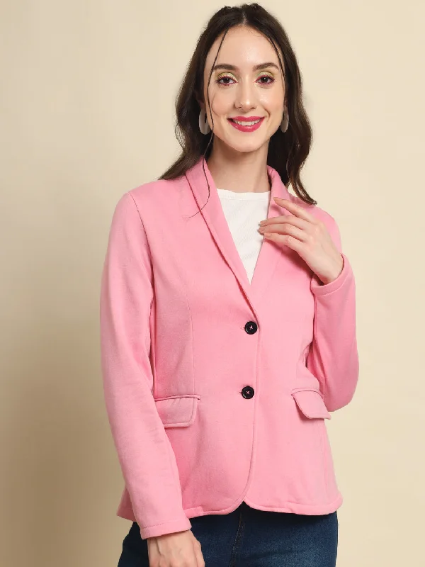 TANDUL  Women Solid Single Breasted Casual Blazer  (Pink) Women's Travel Jacket