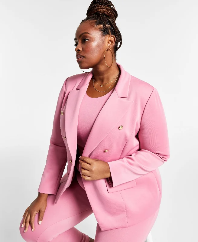 Nina Parker Trendy Plus Size Double Breasted Blazer Women's Premium Blazer