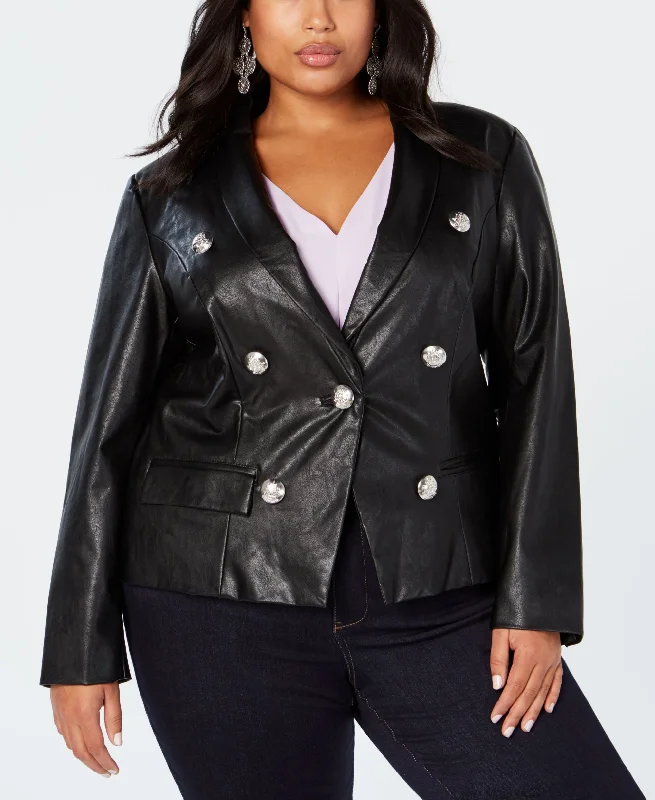 Plus Size Faux Leather Blazer Women's Handmade Blazer
