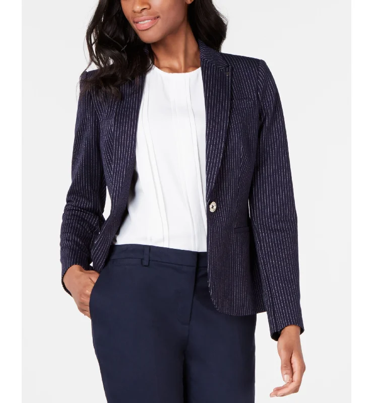 Tommy Hilfiger Pinstriped One Button Blazer Women's Fashion Blazer