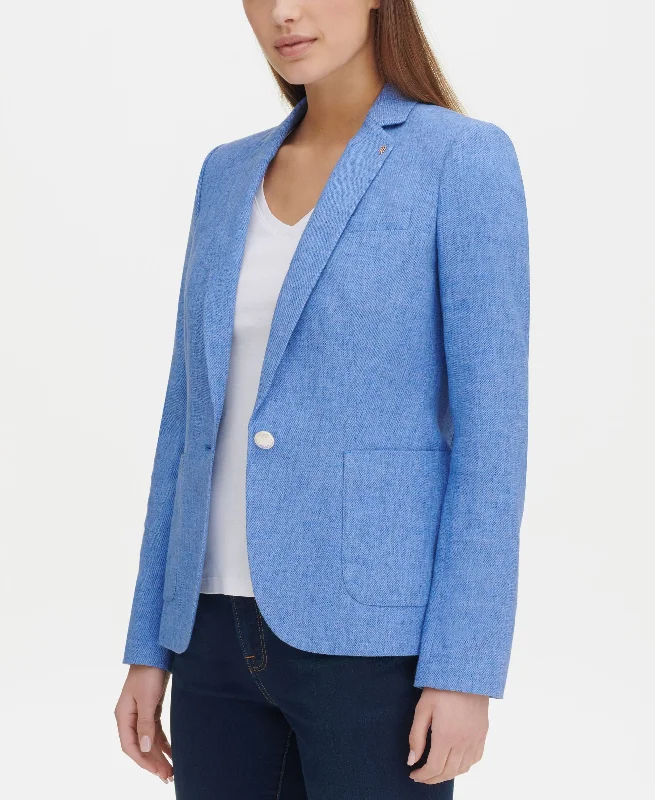 Tommy Hilfiger Single Button Notched Lapel Blazer Women's Trendy Suit