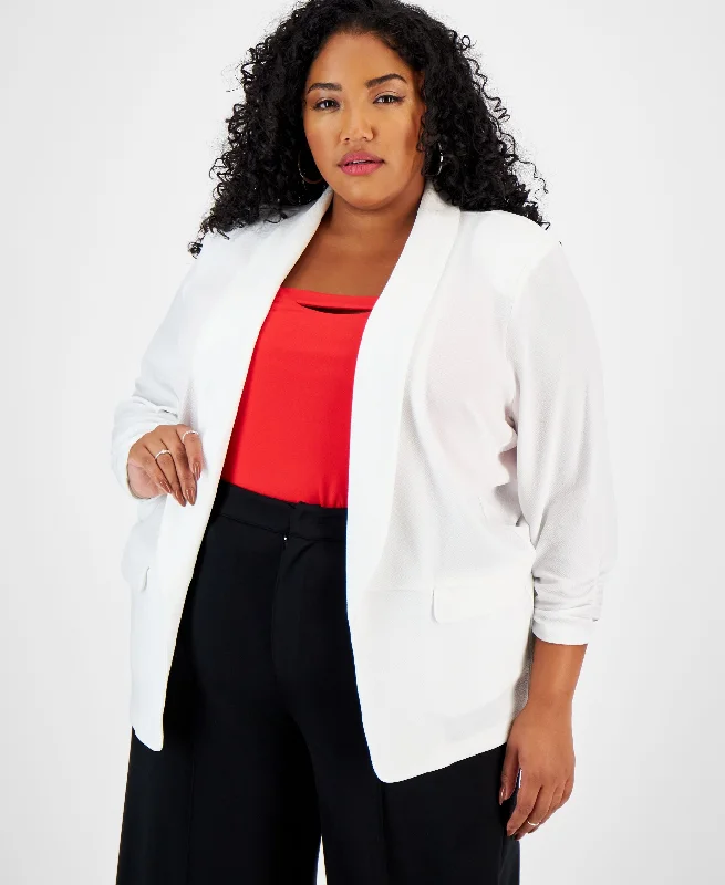 Trendy Plus Size Knit Boyfriend Blazer Women's Boutique Jacket
