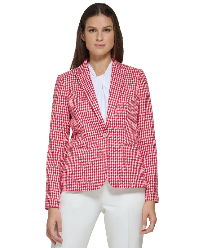 Women's Houndstooth Peak-Lapel Blazer Women's Premium Blazer
