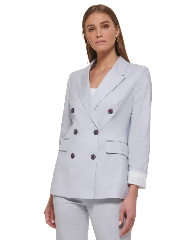Women's Notched-Collar Double-Breasted Blazer New Women's Blazer