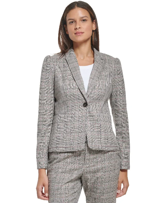 Women's Plaid Single-Button Blazer Women's Custom Jacket