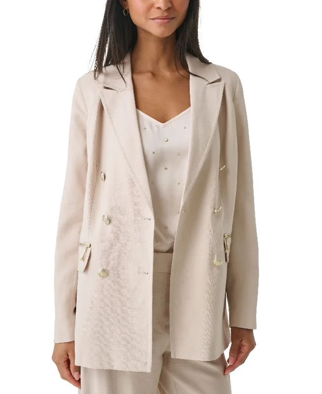 Women's Zip-Pocket Double-Breasted Blazer Women's Unique Blazer