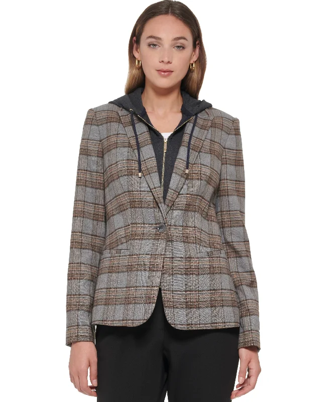 Women's Zippered Hoodie Blazer Women's Vintage Jacket