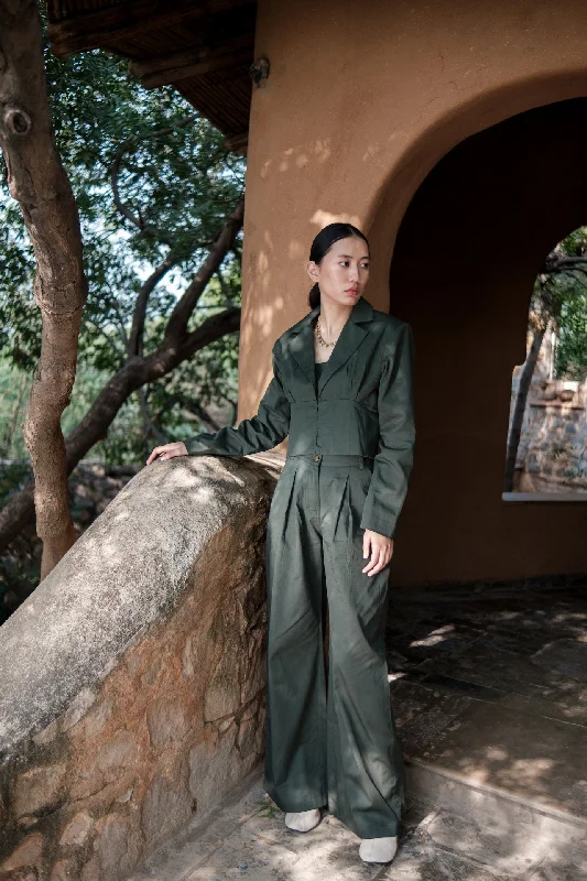 The Terra Tribe Deep Green Milano Blazer Women's Patchwork Suit