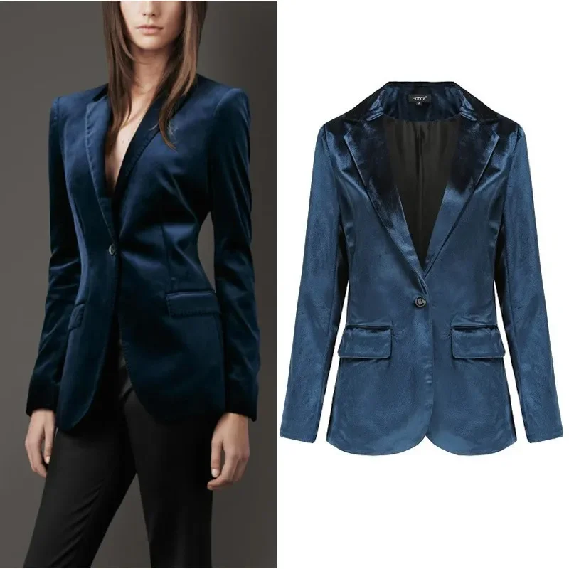 Women Fashion Casual Gold Velvet Long Sleeve Blazer Coat Women's Short Blazer