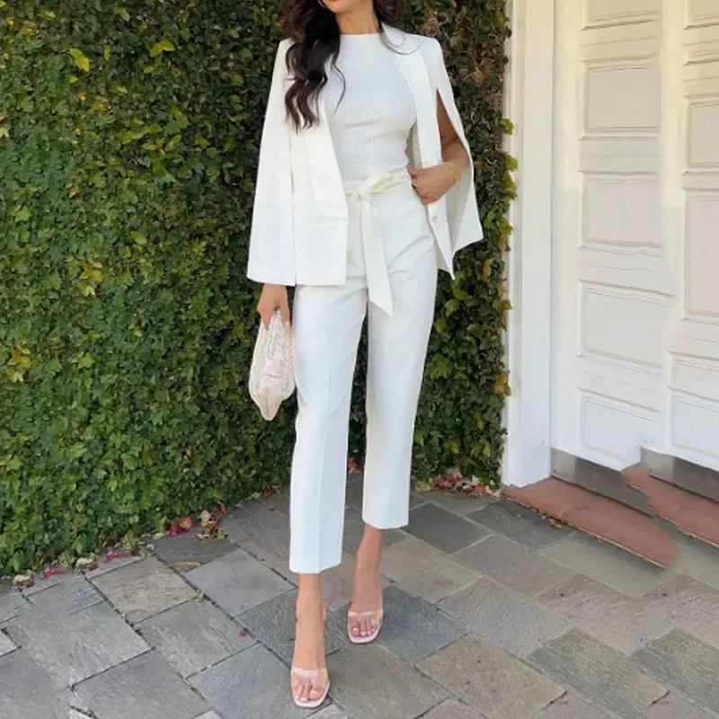 Women Fashion Solid Color Blazer Pants Two-Piece Set Women's Designer Suit