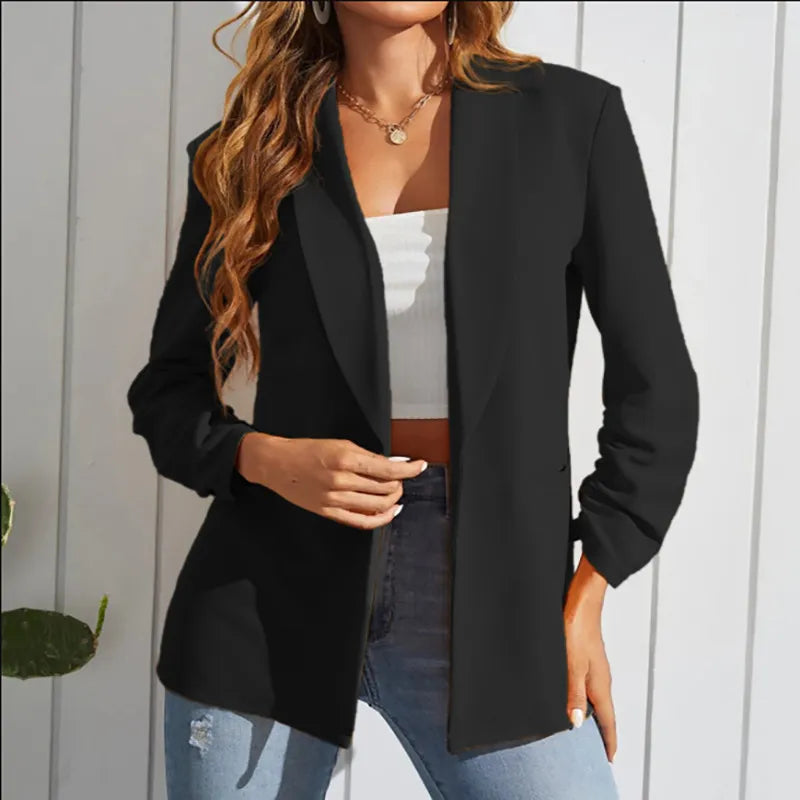 Women Spring Autumn Fashion Casual Solid Color Lapel Blazer Women's Lightweight Blazer Women Spring Autumn Fashion Casual Solid Color Lapel Blazer Women's Lightweight Blazer