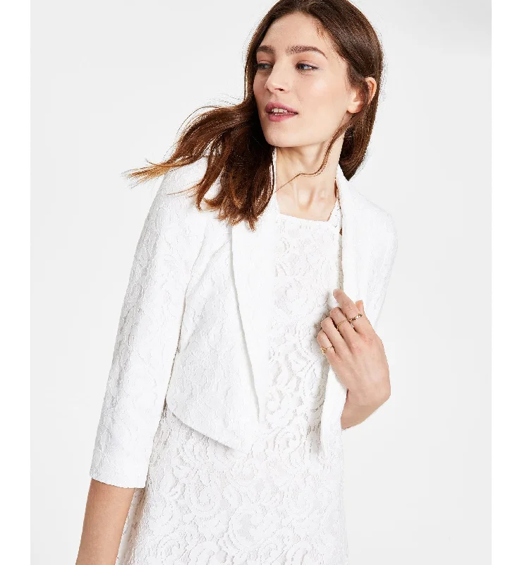 Bar III Lace Open Front Cropped Blazer Women's Boutique Suit