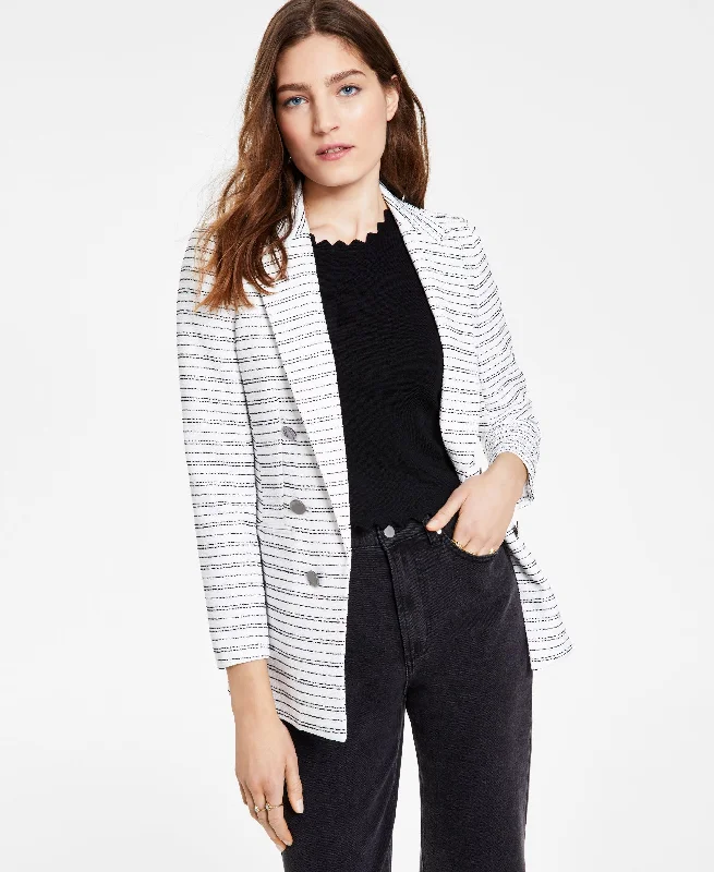 Bar III Striped Boyfriend Blazer Women's Classic Blazer