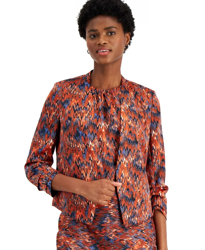 Bar III Womens Ikat Print Scrunch Sleeve Blazer Women's Vintage Suit