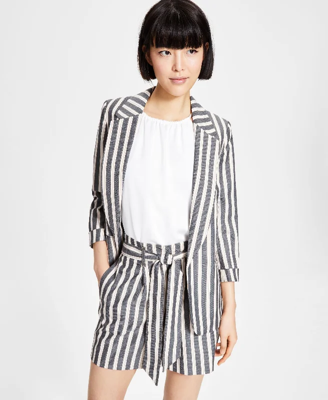 Bar III Womens Striped Open-Front Blazer Women's Unique Blazer