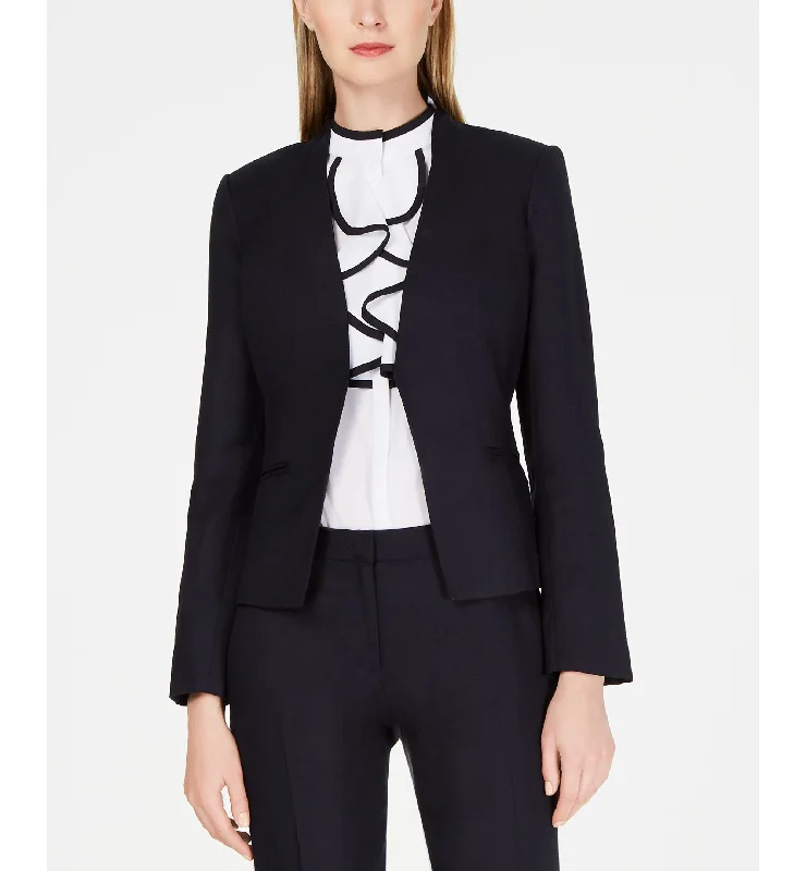 Calvin Klein Linen Collarless Open Blazer Women's High-End Blazer