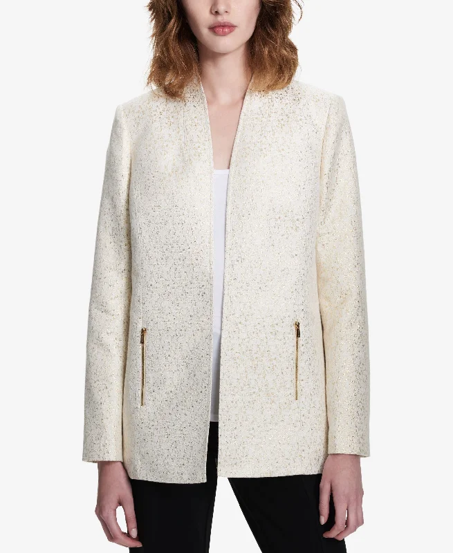 Calvin Klein Open Front Metallic Blazer High-End Women's Suit
