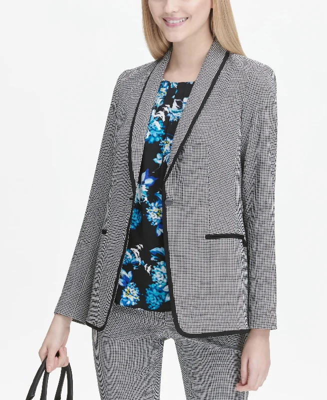 Calvin Klein Printed One Button Blazer Linen Women's Suit