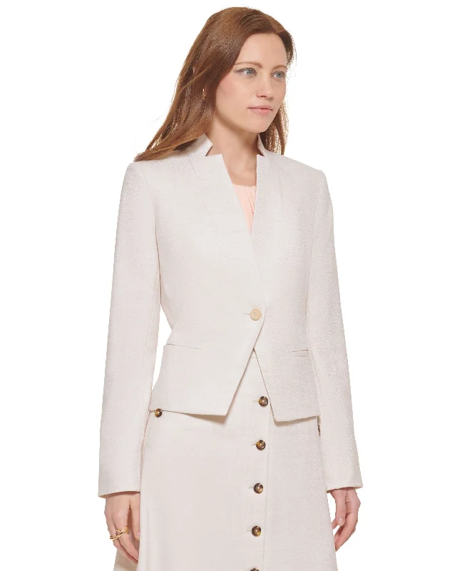 Calvin Klein Womens Star Collar One Button Blazer Women's Lightweight Blazer