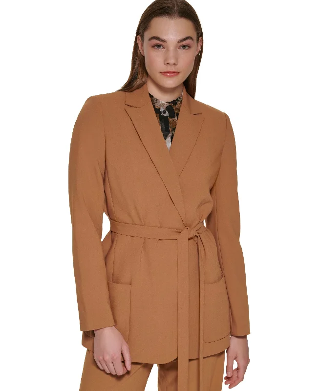 Calvin Klein Womens Tie Waist Blazer Women's Long Blazer