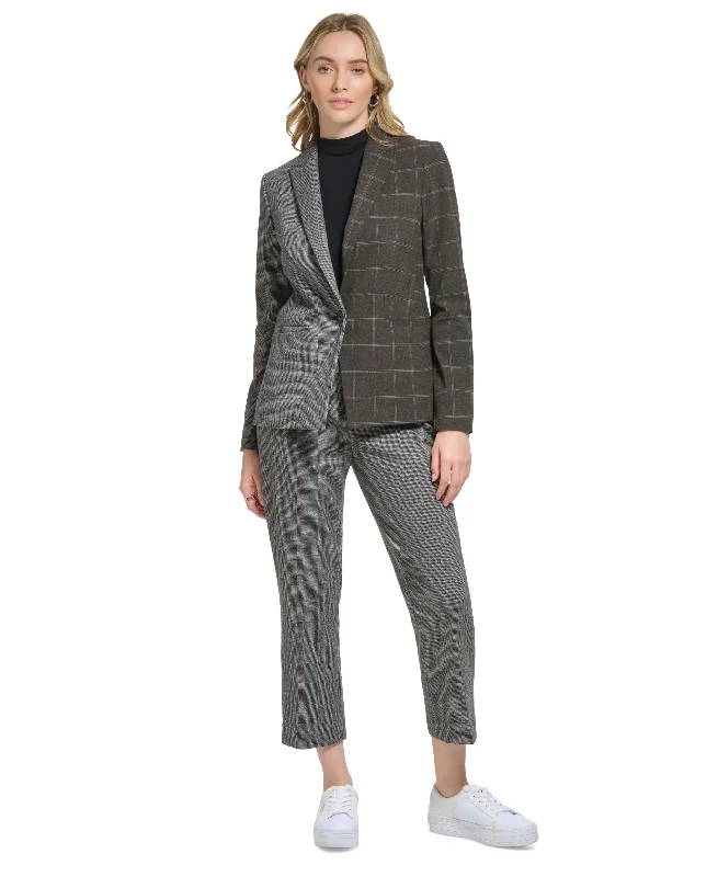 Women's X-Fit Mixed Plaid Blazer Women's Leather Blazer