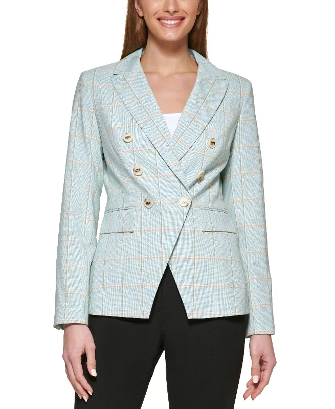 DKNY Plaid Double Breasted Blazer Women's Vintage Jacket