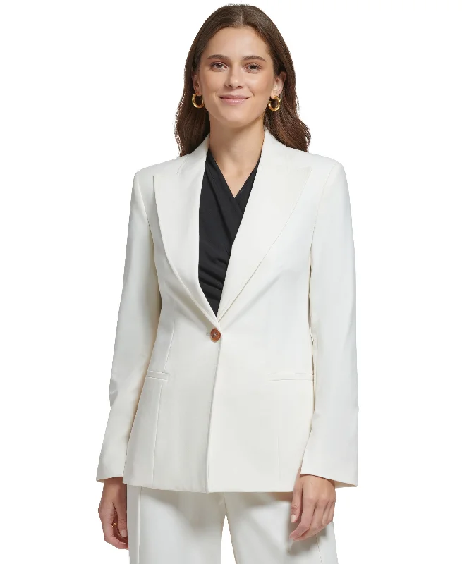 DKNY Womens Peak-Collar Single-Button Long-Sleeve Blazer Women's High-End Blazer