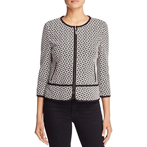 Finity Womens Jacquard Pattern Casual Blazer B/W 8 Women's Stripe Blazer
